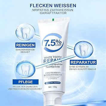 Pack of 2 7.5% Hydroxyapatite Toothpaste Whitening Toothpaste & Fluoride-free Toothpaste for Visible Teeth Whitening and White Teeth Gentle Like Tooth Mousse Against Discolouration for Sensitive