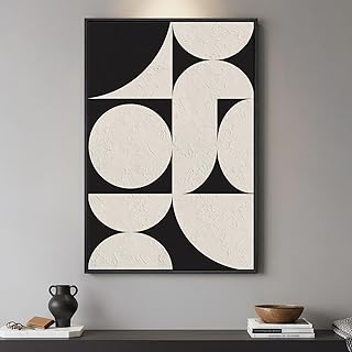 Framed Black and White Abstract Wall Art, Large Modern Canvas Prints Pai...