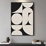Framed Black and White Abstract Wall Art, Large Modern Canvas Prints Paintings Artwor for Walls, Minimalist Geometric Pictures for Living Room, Bedroom, Dining Room, Entryway Wall Decor 24x36 In