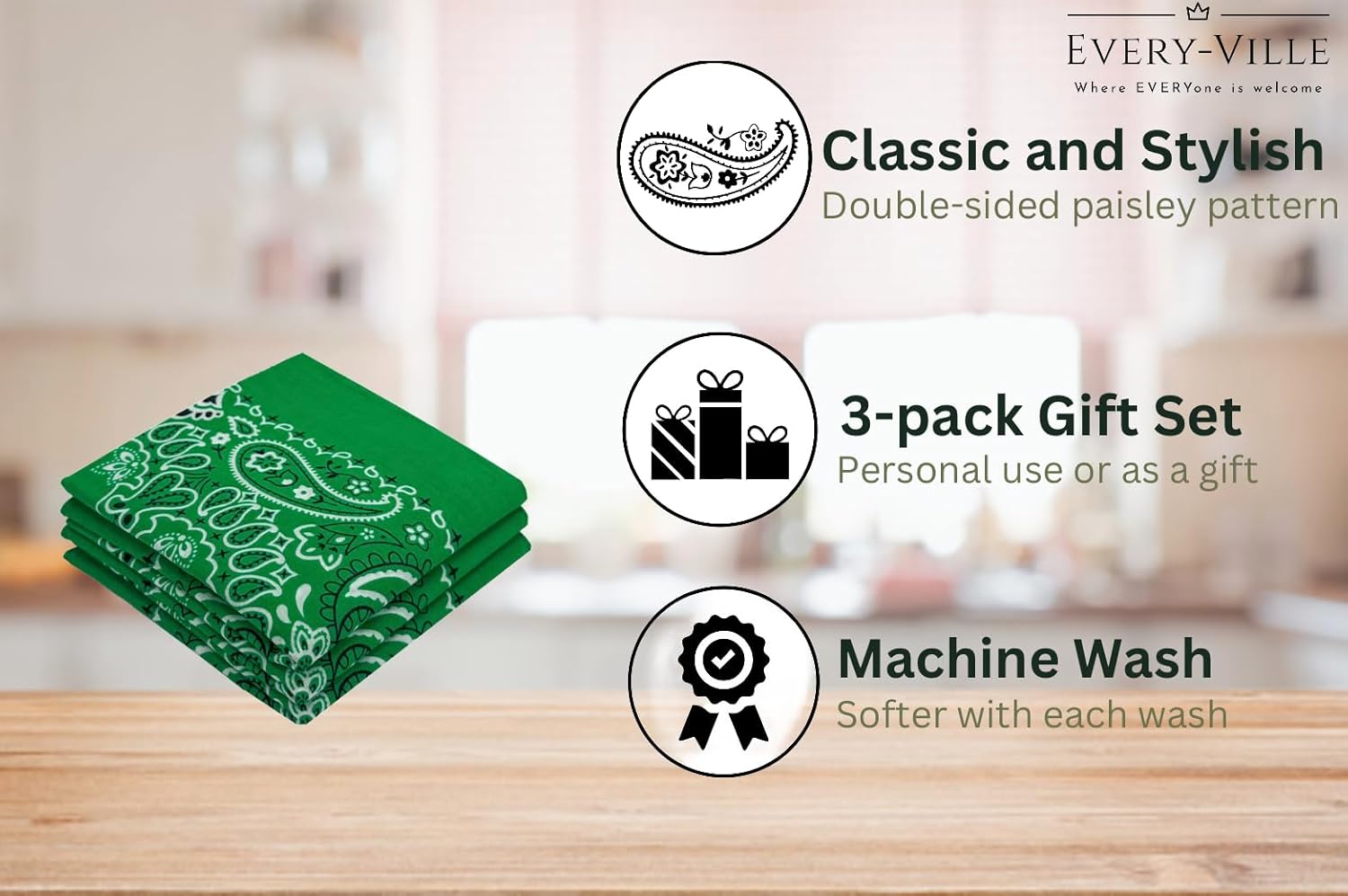 Classic Paisley Bandanas - 3 Pack Gift Set, 100% Cotton, 22x22 Inches - Image 3