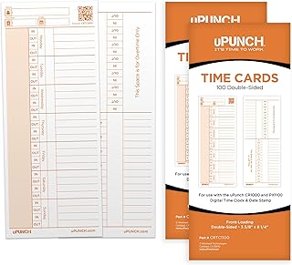 uPunch 200 Time Cards for CR1000 Digital Time Clock and Date Stamp