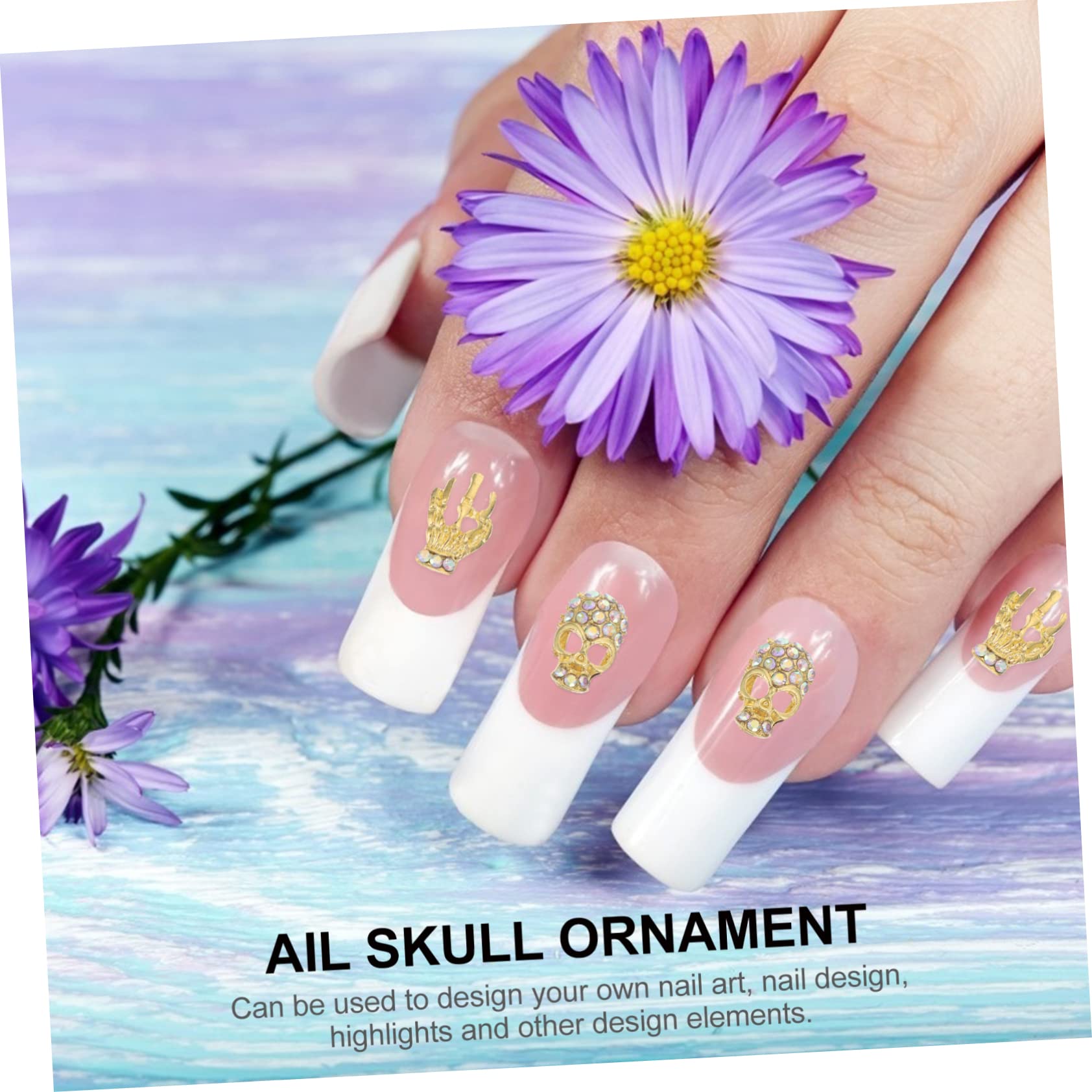 40 Pezzi Trapano per Unghie con Teschio Decorazioni per Unghie Decorazione delle Unghie Gemme per Nail Art Accessori per Unghie Gioielli con Teschio per Unghie Strass CIO