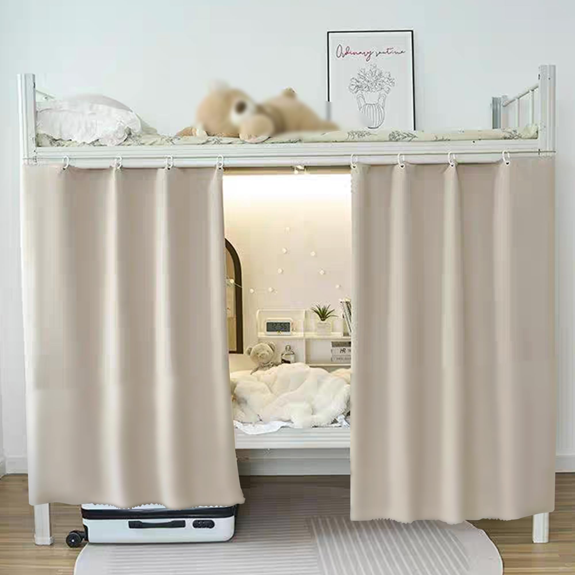 Aisi Bunk Bed Curtains Dorm Room Privacy Canopy Blackout Bunk Bed Drapes for Bottom Bunk Bed, Beige-2panels, 120 x 200 cm - Image 3