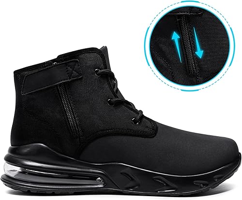 Miniatura 6 de LARNMERN Zapatos antideslizantes para hombre, servicio de alimentos, trabajo, impermeable, con cremallera lateral, botas chukka, cojín de aire,