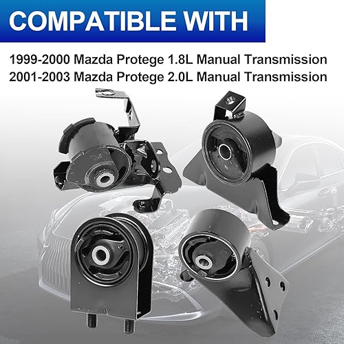 Miniatura 2 de Juego de 4 soportes para motor de motor compatible con Mazda Protege L4 1.8L 2.0L 2.0L 2002-2003, Mazda Protege5 L4 1.8L 2.0L 1999-2003 transmisión