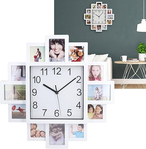 Miniatura 7 de Reloj de pared para decoración de sala de estar, reloj de pared con múltiples fotos, haz tu propio reloj multifoto, decoración moderna para el