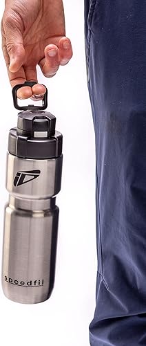 Miniatura 6 de Speedfil Speedflask - Botella de agua deportiva de acero inoxidable aislada al vacío de 21 onzas con tapa trasera de rebote 2.0 (blanco)