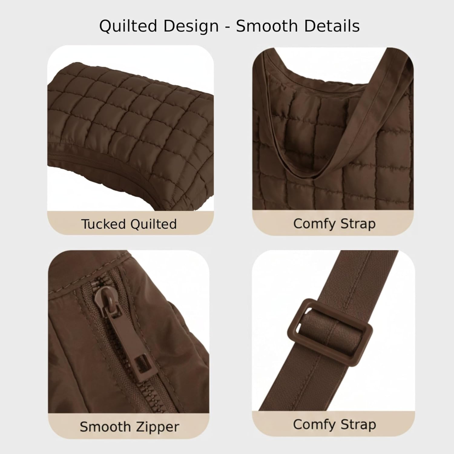 Quilted Puffer Tote Bag For Women Hobo Crossbody Purse Puffy Shoulder Bag Soft Fluffy Handbag for Everyday Use - Image 9