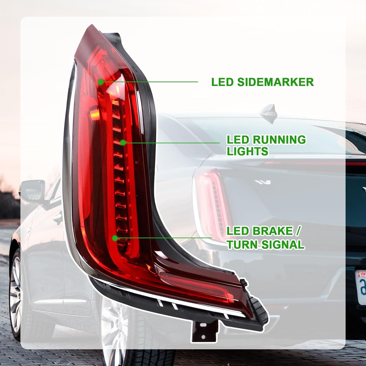 Lochnchn LED Tail Light Assembly Compatible with Cadillac XTS 2018 2019 Right Left Driver Side Taillight Rear Lamp Replace 84607637
