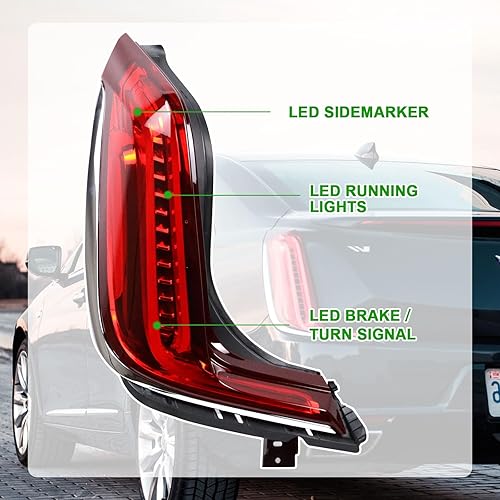 Miniatura 10 de Lochnchn Conjunto de luces traseras traseras LED compatible con Cadillac XTS 2018 2019 luces traseras del lado del pasajero derecho reemplazo
