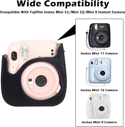 Miniatura 2 de Funda protectora para cámaras instantáneas Fujifilm Instax Mini 11, 12, 9, con álbum Instax Mini. Funda de piel sintética con correa ajustable