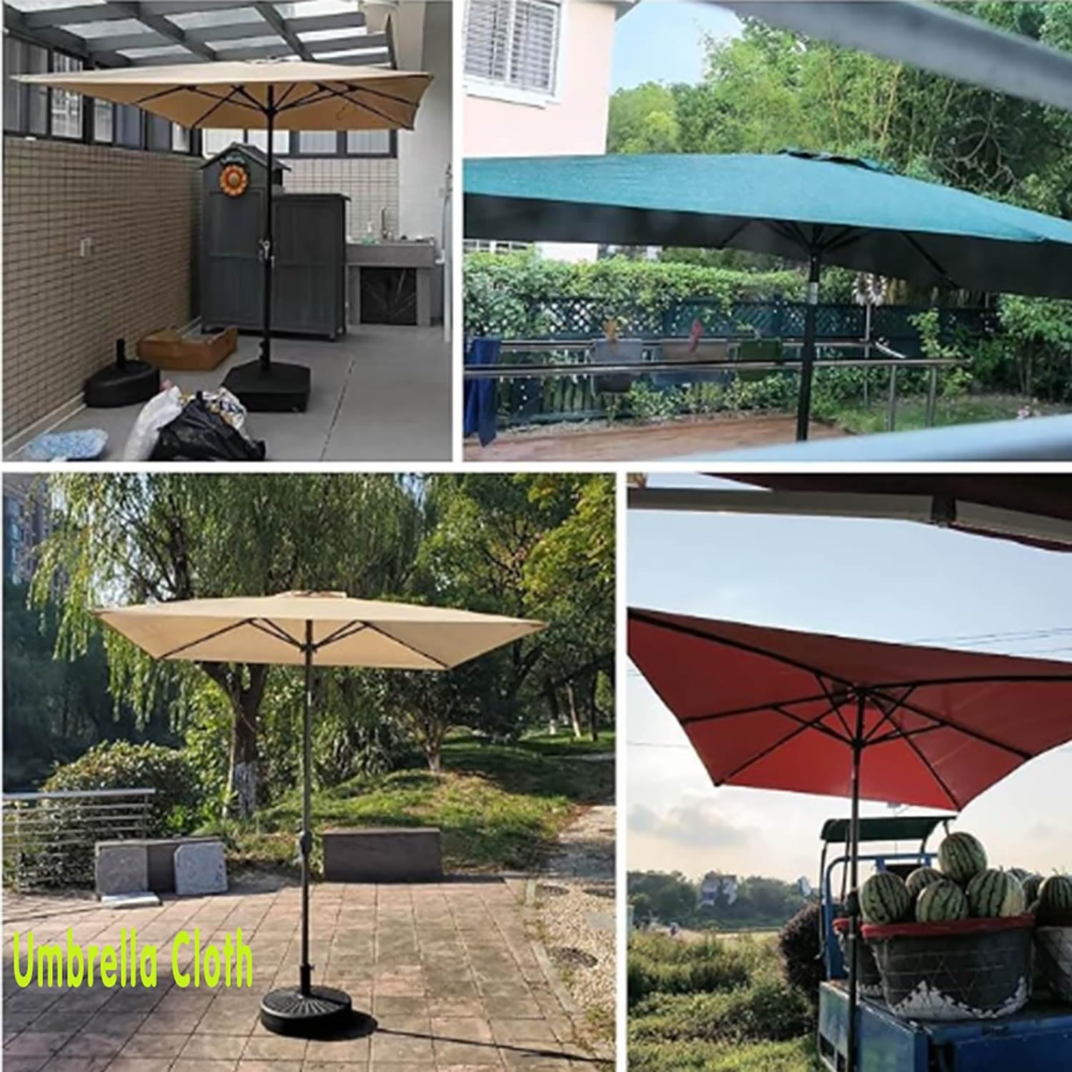 Rechange Telo per Ombrellone, 2x2m 3x3m Grandes Telo Ricambio Ombrelloni, Baldacchino Di Ricambio Ombrellone Spiaggia Piscina(Dark green,3x3m/10x10ft)