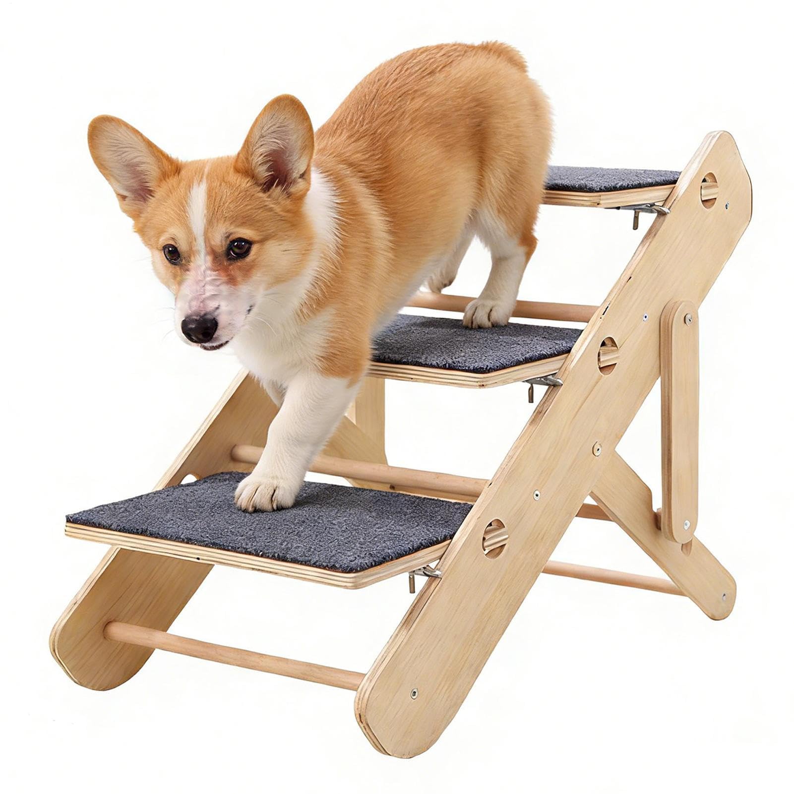 Rampa para Perros Plegable Escalera de 3 Peldaños para Mascotas | para Perros Pequeños para Subir al Sofá, Sillón, Cama o Utilizar en Salón y Dormitorio