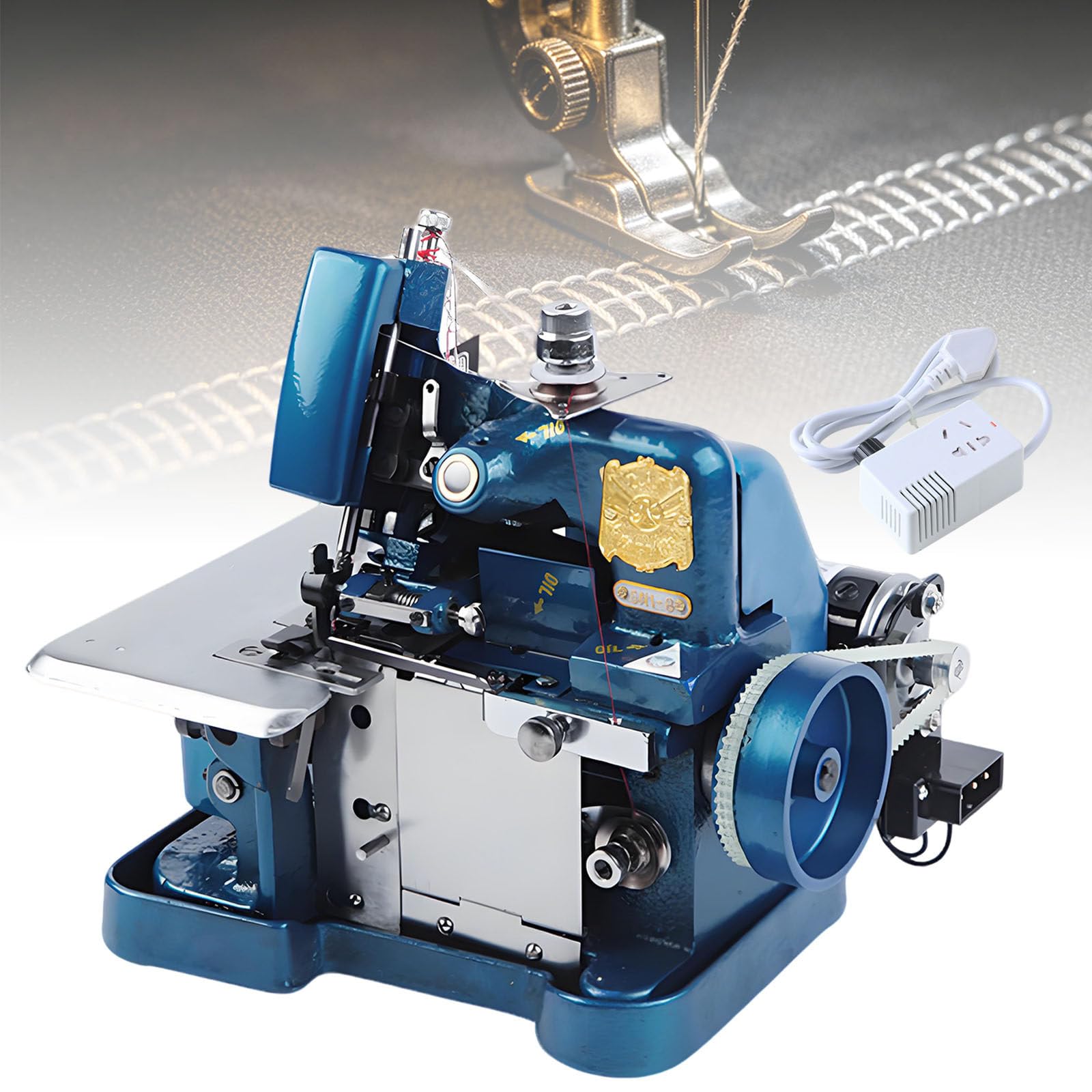 Ymnogjie High Speed Pearl Drilling Machine,250W Sergers Overlock Machines,Adjustable Stitch Length 3000 Stitches per Minute,for Multiple Materials,Cotton,Woolen, Knitwear,Etc Blue
