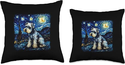 Miniatura 3 de Van Gogh Schnauzer miniatura en la noche estrellada, 18 x 18 pulgadas, multicolor