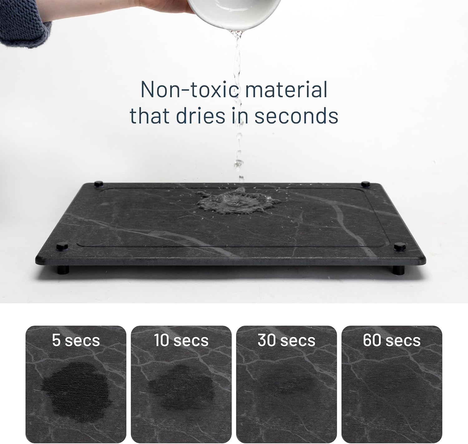 LARGE Siren Stone Natural Dish Drying Mat for Kitchen Counter - Premium Diatomaceous Earth Mat | Quick Drying, Super Absorbent | Non-Toxic, BPA-Free, Eco-Friendly | Female-Founded USA Brand (18"x14")