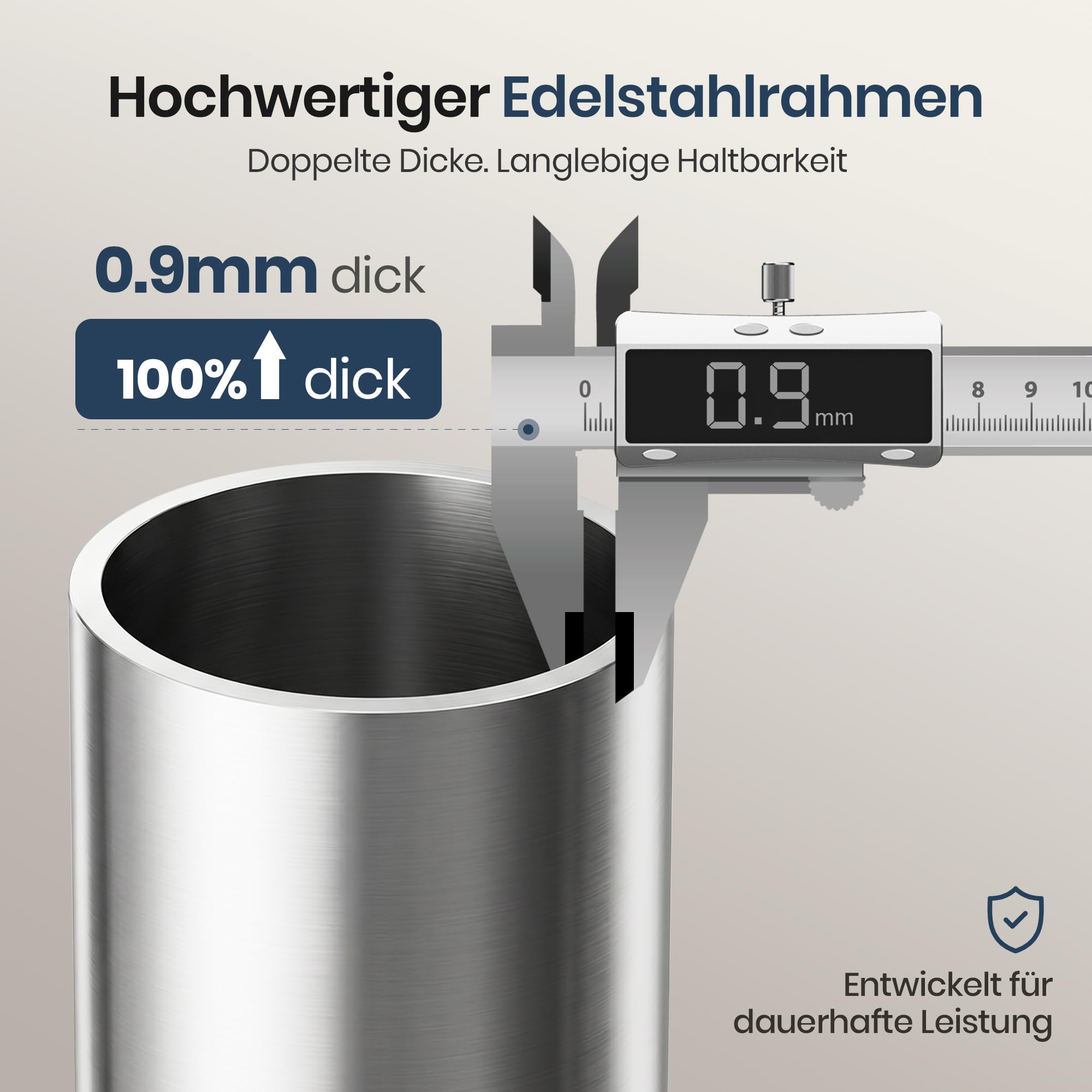 Duschsystem mit Thermostat Chrom, Duscharmatur Komplettset mit 3 Strahlarten Handbrause & 26cm Rund Kopfbrause, Höhenverstellbarer Duschstange, 150cm Schlauch, Regendusche mit Armatur