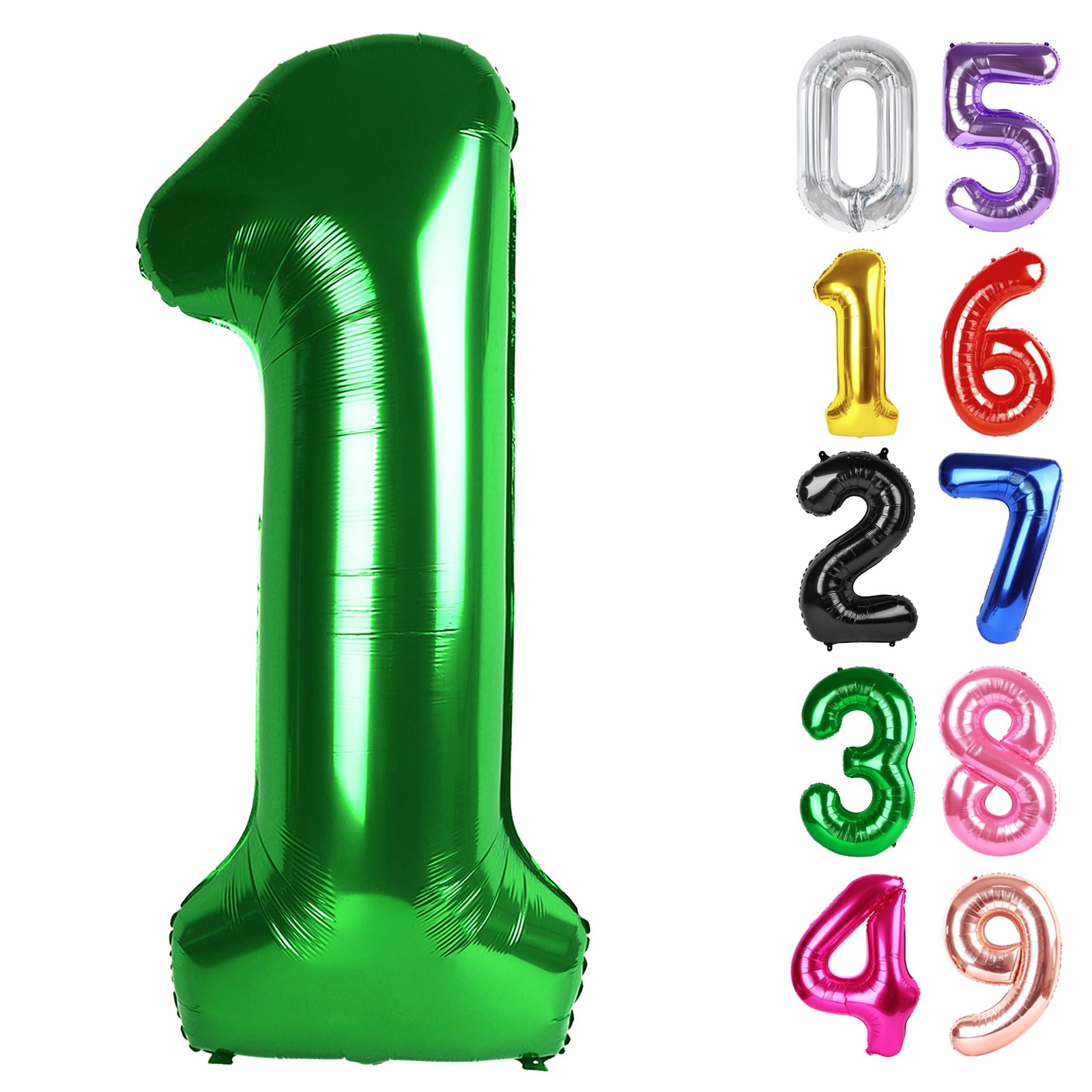 Green Number 1 Balloon 40 Inch, 1st Birthday Party Decorations Men Women