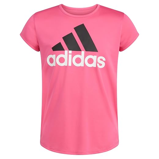 adidas Girls' Short Sleeve Cotton Scoop Neck Tee T-Shirt