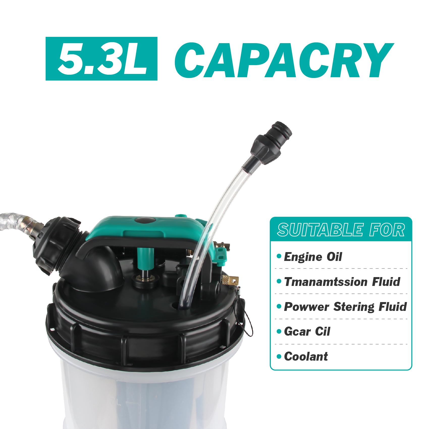 Pompe d'aspiration d'huile Manuelle et pneumatique de 5,3 litres, y Compris 4 tuyaux, unité de vidange d'huile sous Vide, unité de vidange d'huile Automobile