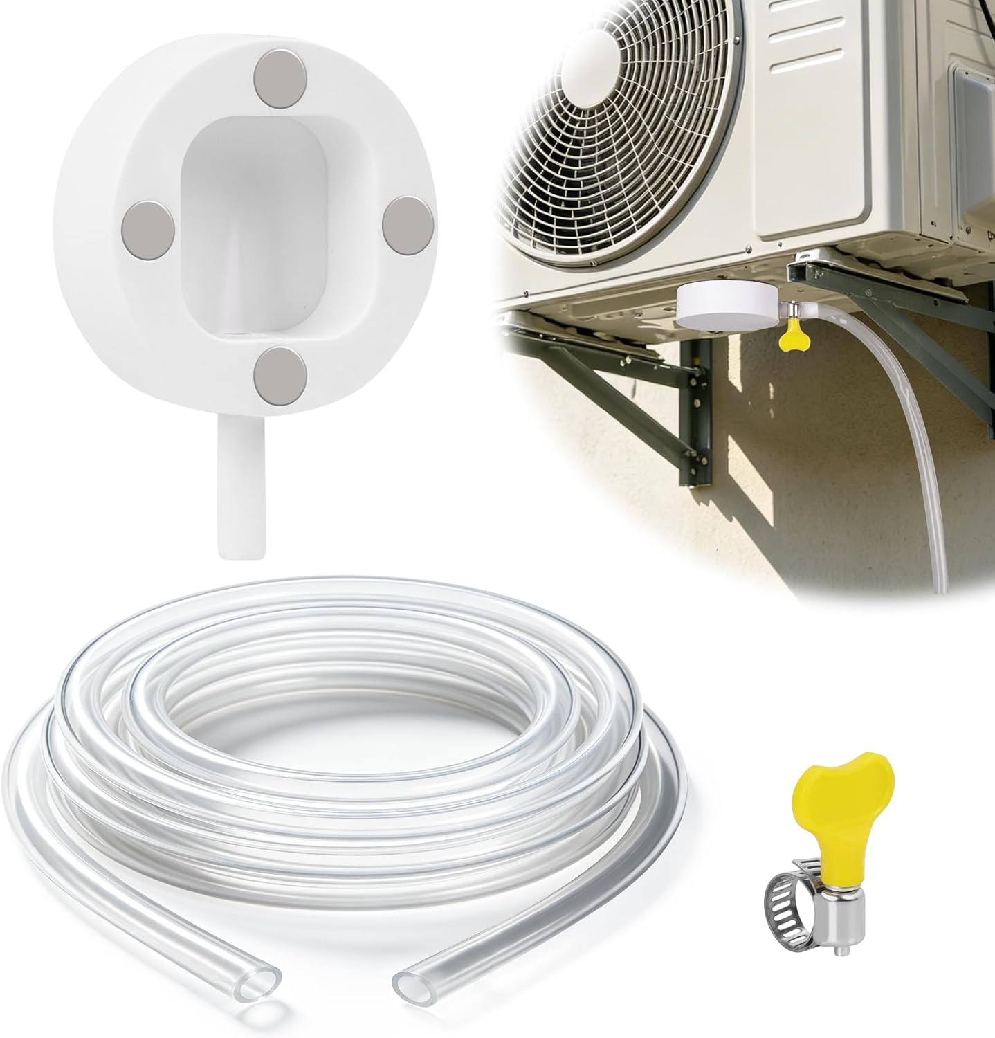 DAMAH Magnetic Window AC Drain Kit, 12Ft Condensate Hose with Funnel Connector, for Window Air Conditioner and Mini Split Units