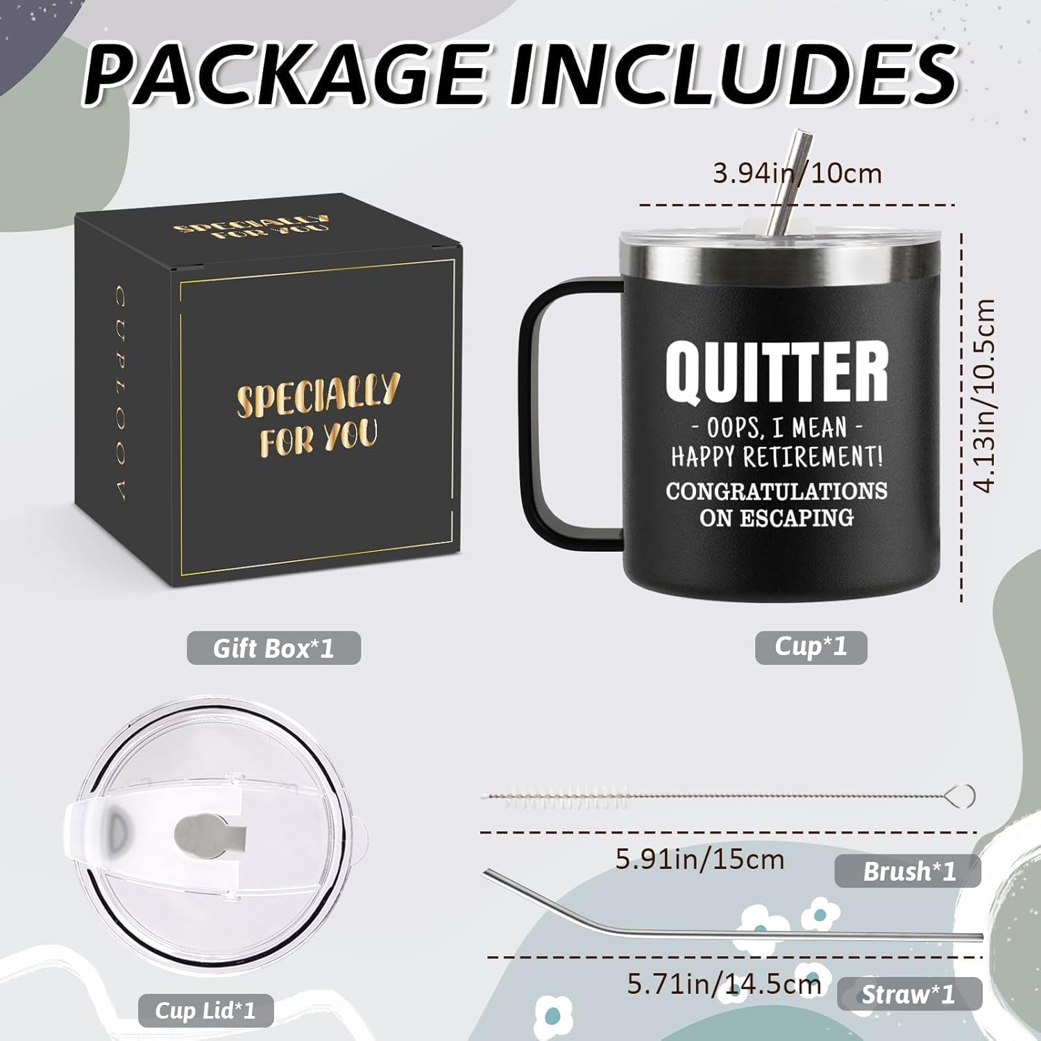 Funny Retirement Gifts For Men - Quitter I Mean Happy Retirement Coffee Mug with Handle, 14oz Retired Cup Mug Xmas Gifts for Coworker Leaving,Teachers,Doctors, Boss,Friends,Dad Black - Image 4