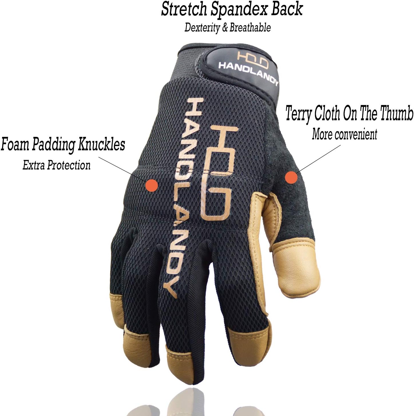 HANDLANDY Men Utilty Men Utilty Leather Work Golves, Goatskin Driver Yard Work Gloves