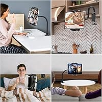Vista 7 de Tablet Stand Holder, Gooseneck iPad Desk Mount for Kitchen, Work Meetings, Video, Tablet Clamp Mount Compatible with iPad mini/Air/Pro, Kindle Fire