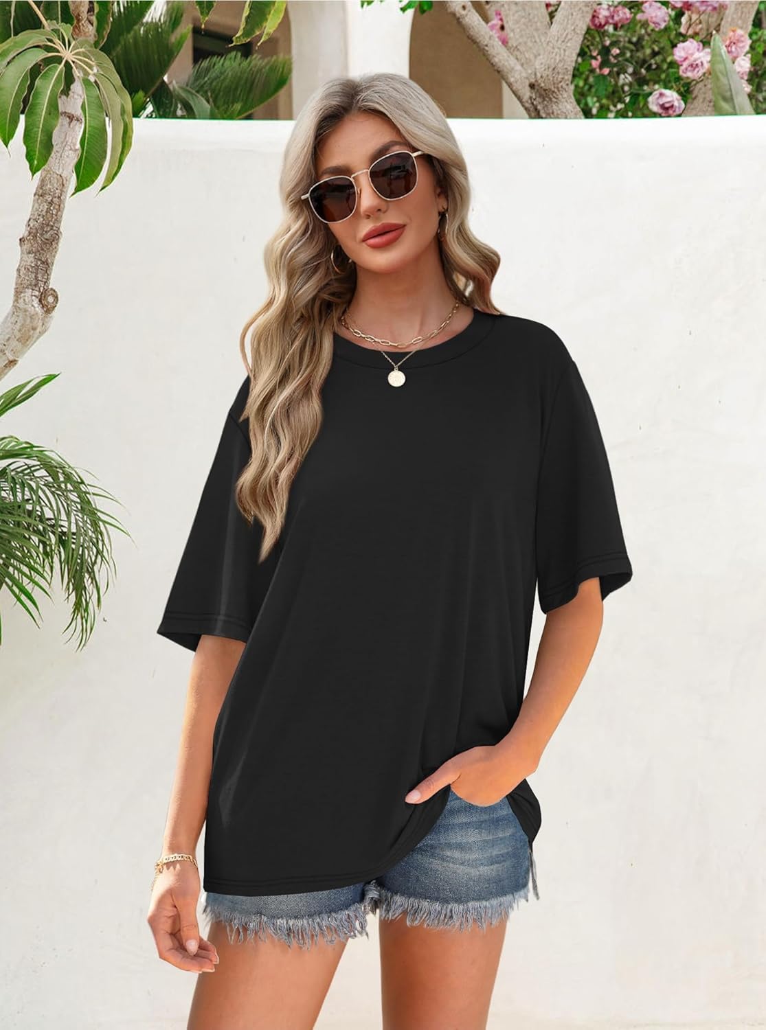 OFEEFAN Summer Tops for Women 2026 Short Sleeve Shirts Dressy Casual Crew Neck Tshirts Fashion - Image 2