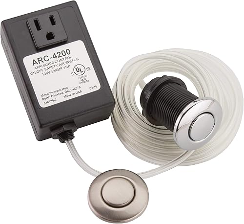 Moen ARC-4200-CH/SN Controlador de interruptor de aire para eliminación de basura debajo del fregadero, cromo/níquel satinado
