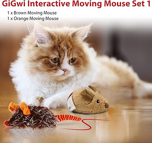 Miniatura 2 de Gigwi Paquete de juguetes interactivos para gatos, mouse móvil automático, juguetes electrónicos para gatos de interior, juguete de caza de ratones