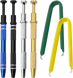 6 pcs 4-Claw Pick Up Tool and Extractor Tool, CNYMANY Stainless Steel Piercing Ball Grabber Jeweler Pearl Grabber Insulated IC Chip Puller Tiny Object Electronic Component Diamond Gems Tweezer