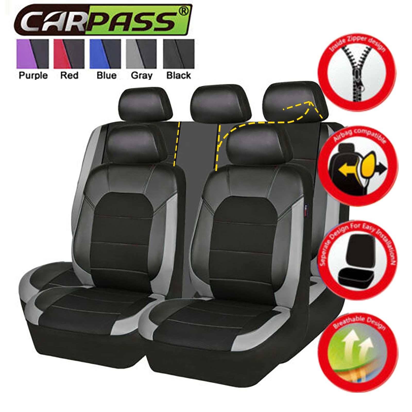 KLUFO Coche Cuero Fundas Asientos para Kia Sportage 2000-2018 2019 2020 2021 2022 2023 2024, Protección del Asiento Cómodo Impermeable Transpirable Accesorios,Grey