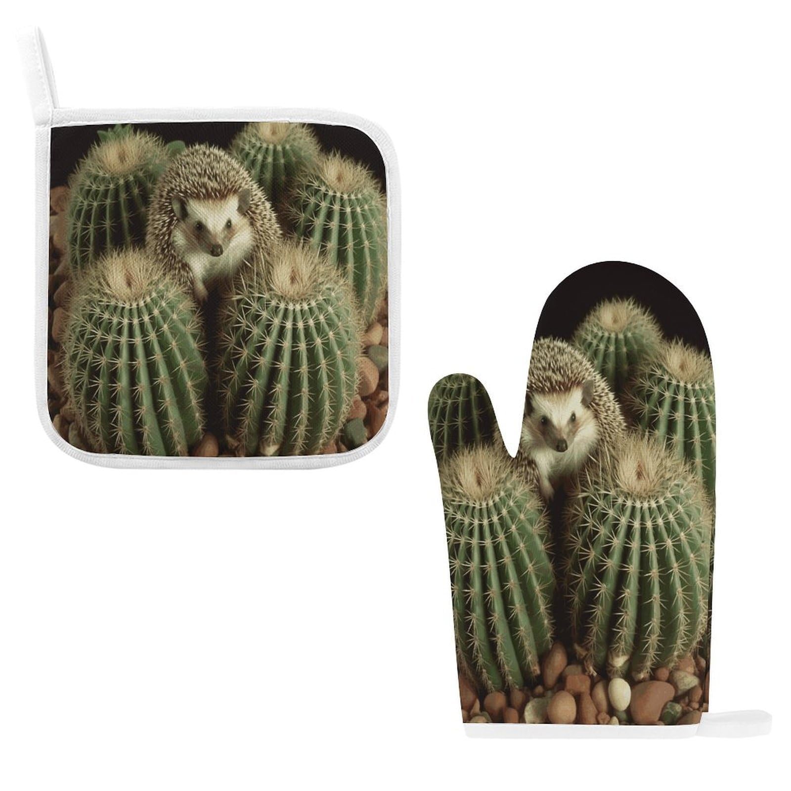Btcowzrv Style Hedgehogs Cactus Oven Mitts And Pot Holders 2Pcs Set