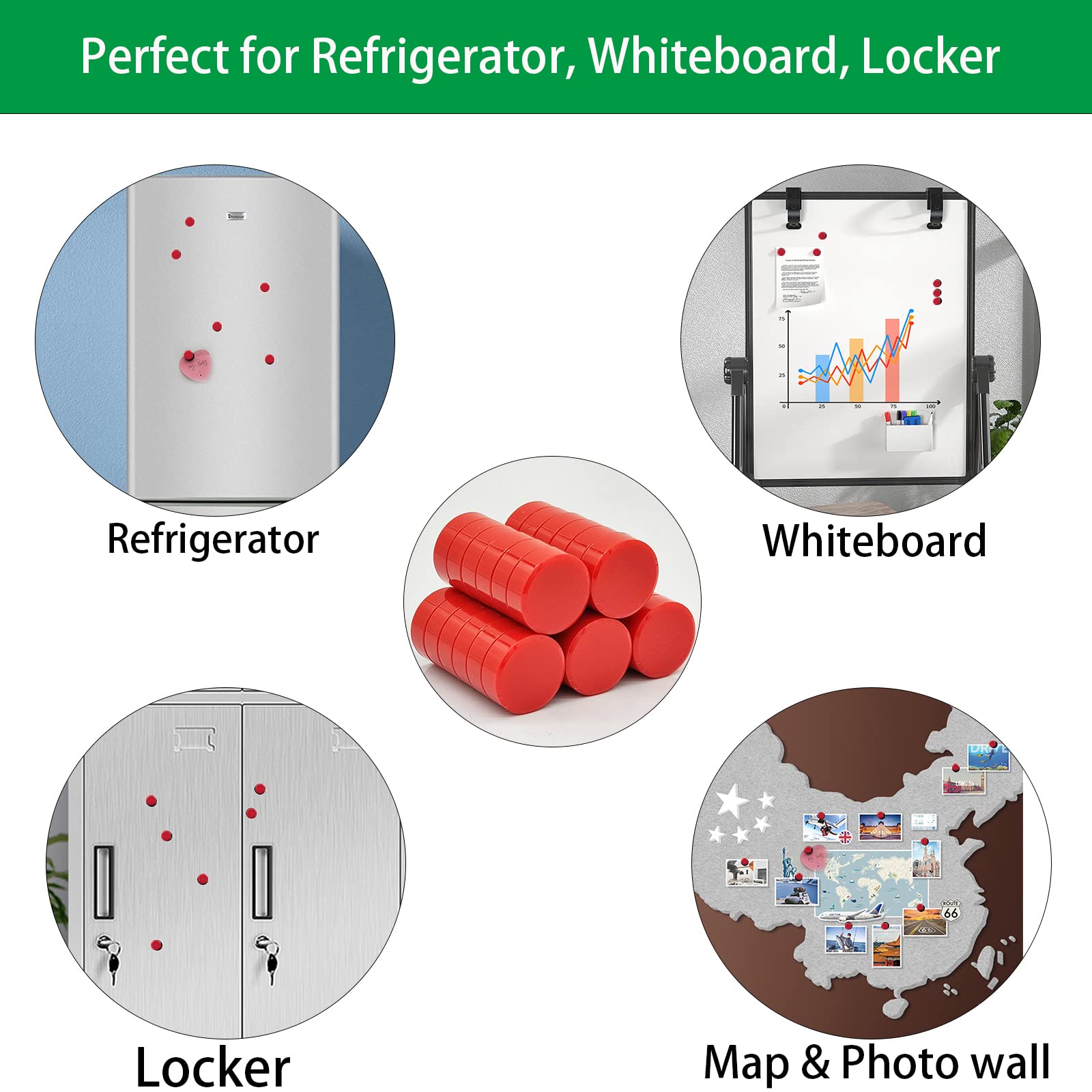 ZDZBLX Aimant Frigo, 30 PCS Puissant Aimants Magnétiques