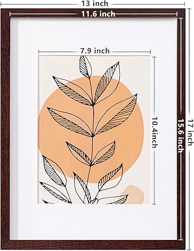 Miniatura 3 de eletecpro Portarretratos de 12 x 16 pulgadas, hecho de madera de roble y vidrio reforzado, para fotos de 8.5 x 11 pulgadas con paspartú o de 12 x 16