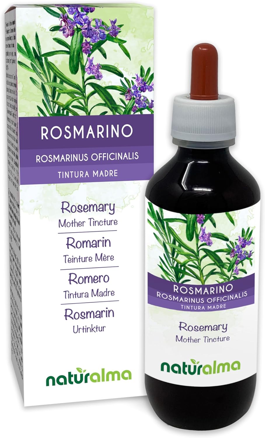 Rozemarijn (Rosmarinus officinalis) bladeren Alcoholvrije moedertinctuur Naturalma – Vloeibaar extract druppels 200 ml – Voedingssupplement – Veganistisch