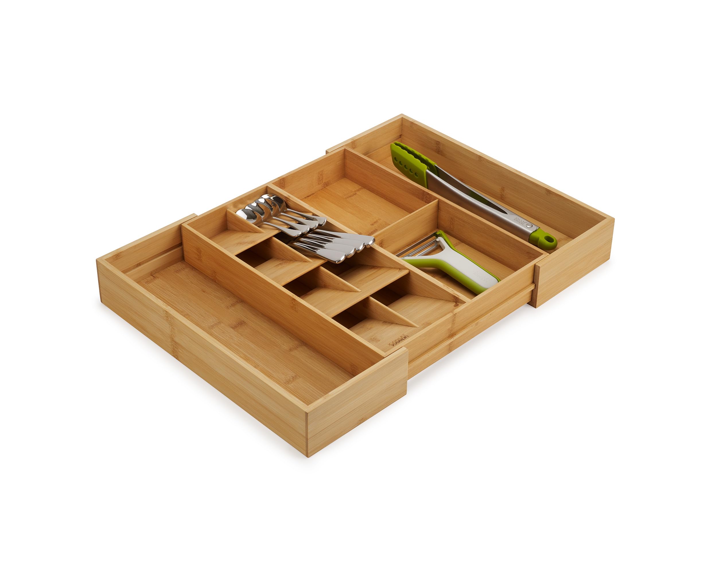 Joseph Joseph DrawerStore Expanding Cutlery, Utensil & Gadgets Organiser, Expandable in Drawer Space Saving Tray, Bamboo