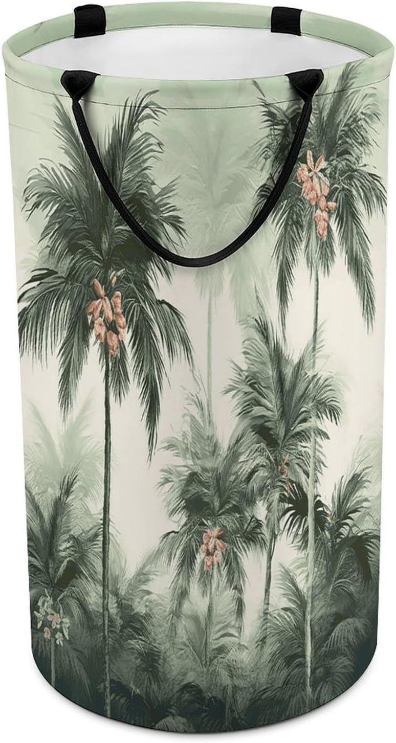 Tropical Palm Trees Laundry Hamper Large Collapsible Laundry Basket with Handles Waterproof Clothes Hamper Portable Dirty Clothes Basket for Bedroom Laundry Room Closet Bathroom