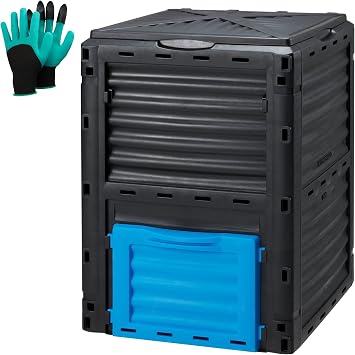 Garden Compost Bin 80 Gallon 300L Large, Outdoor Composter from PP Material,Composting Box Easy Assembly & Many Vents, Fast Creation of Fertile Soil, Lightweight & Sturdy