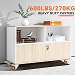 2" Plate Caster Wheels Heavy Duty 600 Lbs Load Capacity Swivel Casters with Brake Set of 4, Safety Dual Locking, No Noise Wheels for Furniture, Carts (Free Screws and Screwdriver)