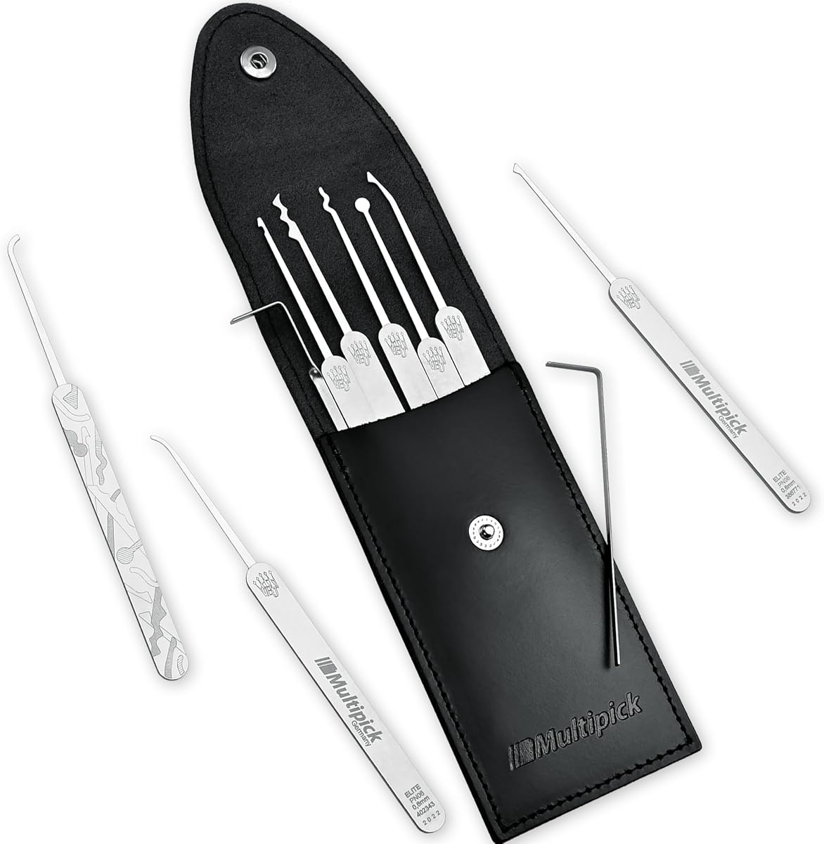 Dietrich-Set - Multipick Elite 11 - Feinstes Lockpicking Set 11-teilig aus hochwertigstem Federstahl für professionelle Lockpicker - Made in Germany