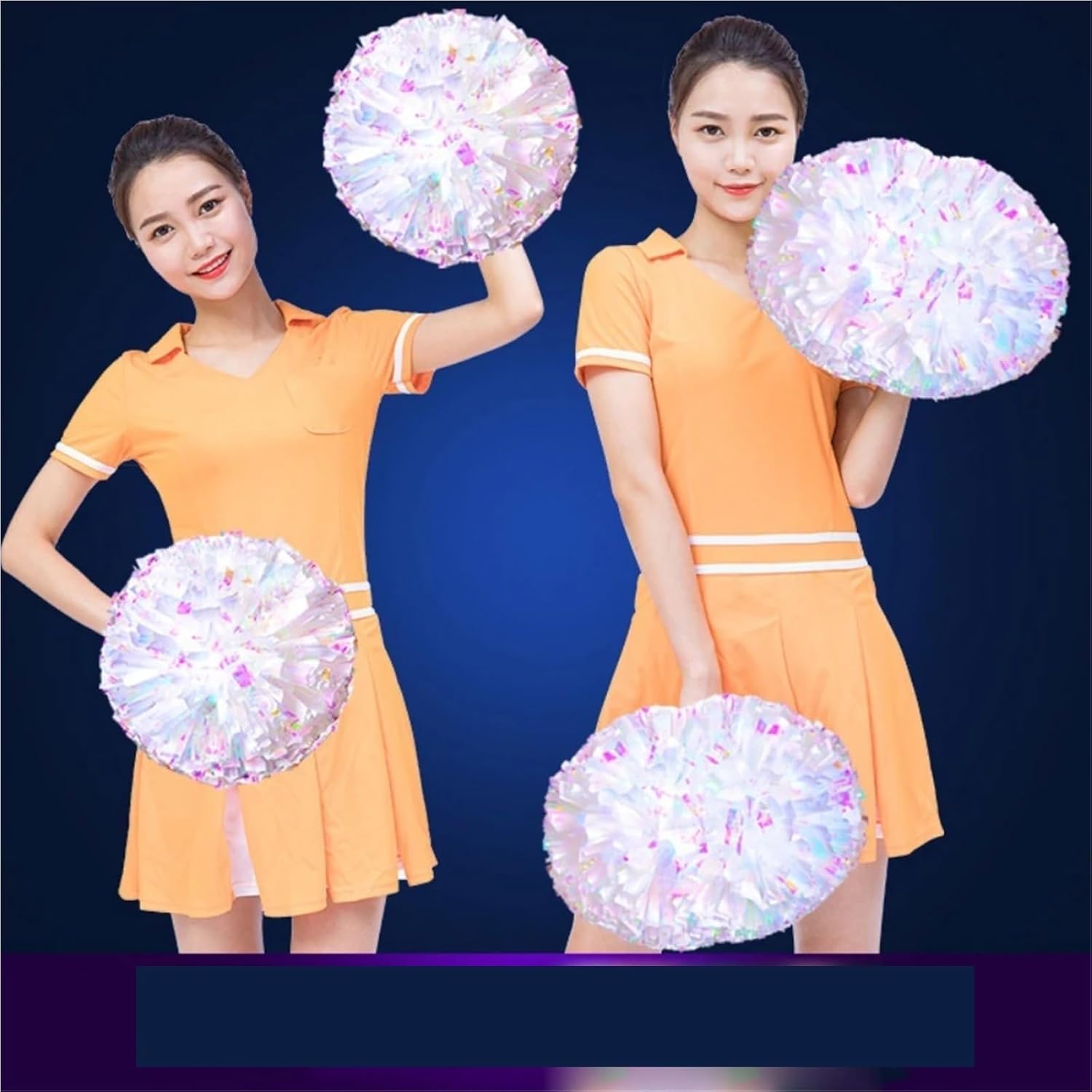 Dance Cheerleading Pompoms, Cheerleading Pom Poms 4 Pcs 11-13 Inch Flower Ball Cheer Majorettes Bouquet