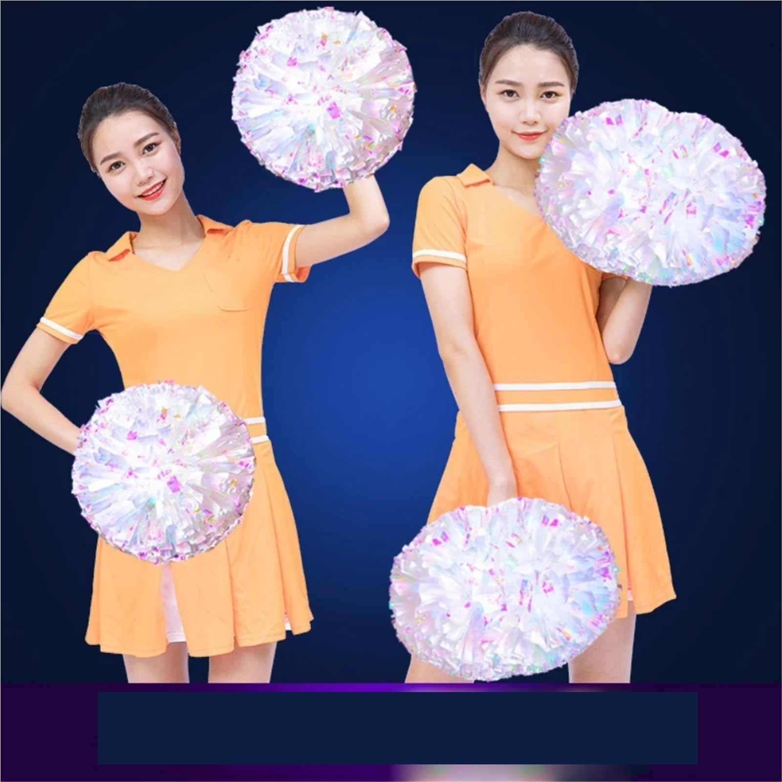 4 stücke Cheerleader Pom Poms Blume Ball Cheer Majorettes Bouquet Kunststoff Griffe für Anfeuern(13 Inch)
