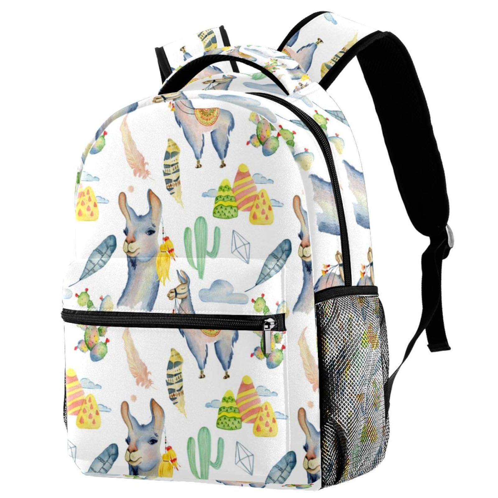 Sac à dos imprimé lama multicolore et résistant de dimensions 40x29cm - 7