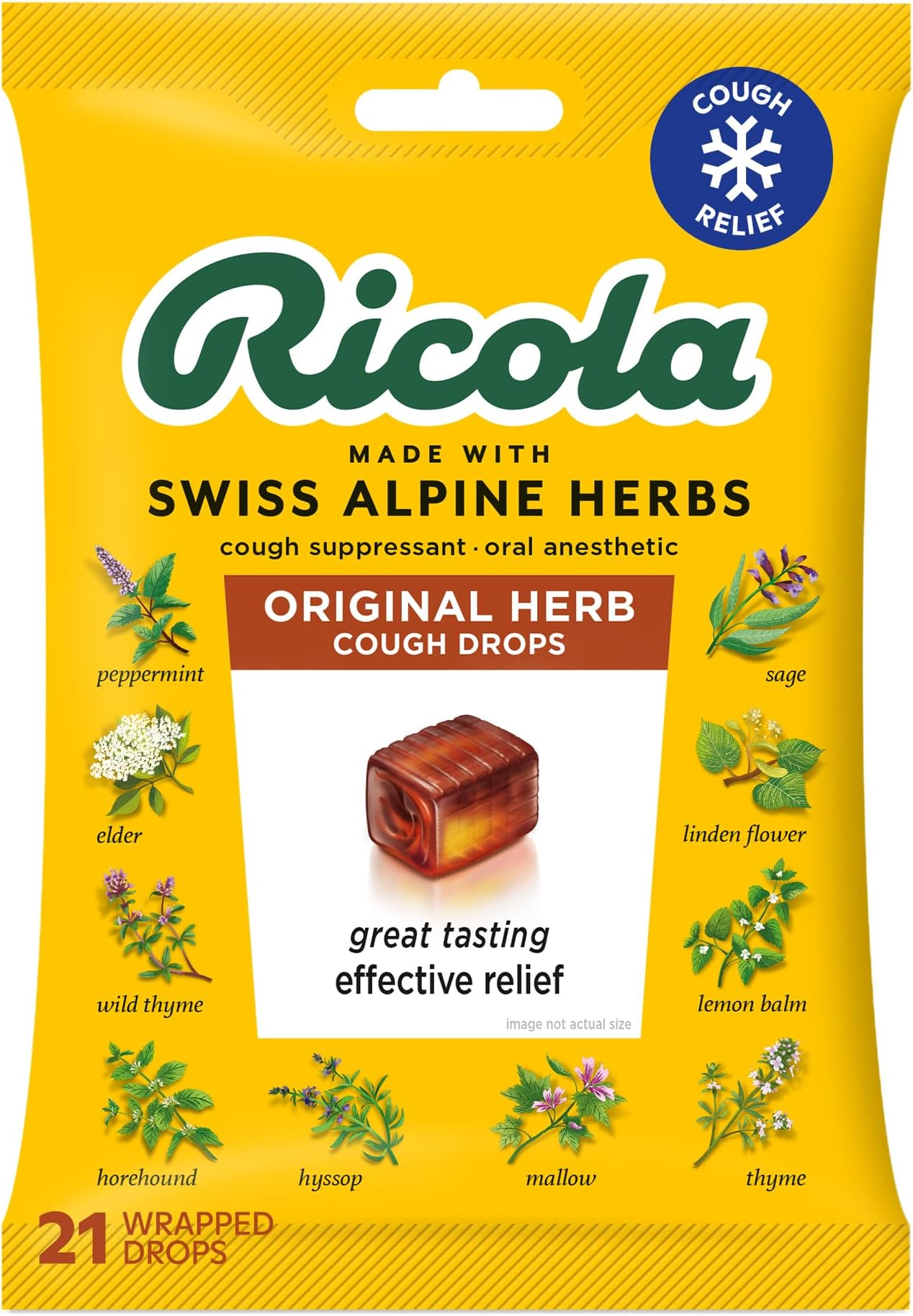 Cough Drops, Natural Herb , 21 Drops, 1 Count