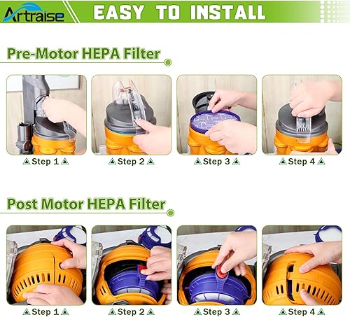 Miniatura 4 de Artraise Kits de repuesto de filtro para bola de vacío Dyson DC25, incluye filtros HEPA lavables de premotor y postmotor, se adapta a todos los