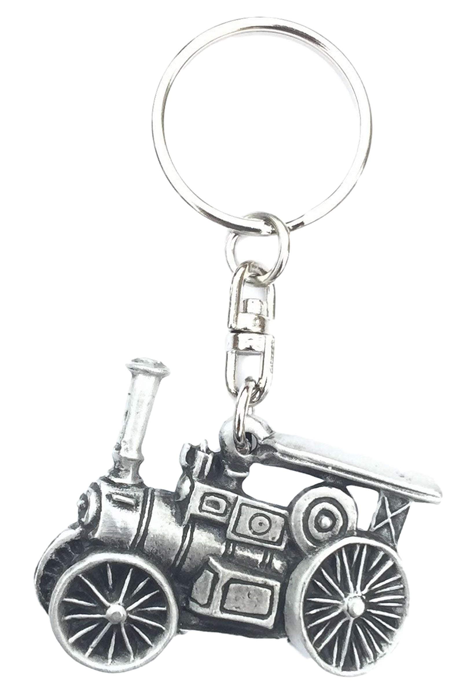 Emblems-gifts Traction Engine Handmade Pewter Keyring + Badge + Organza Bag