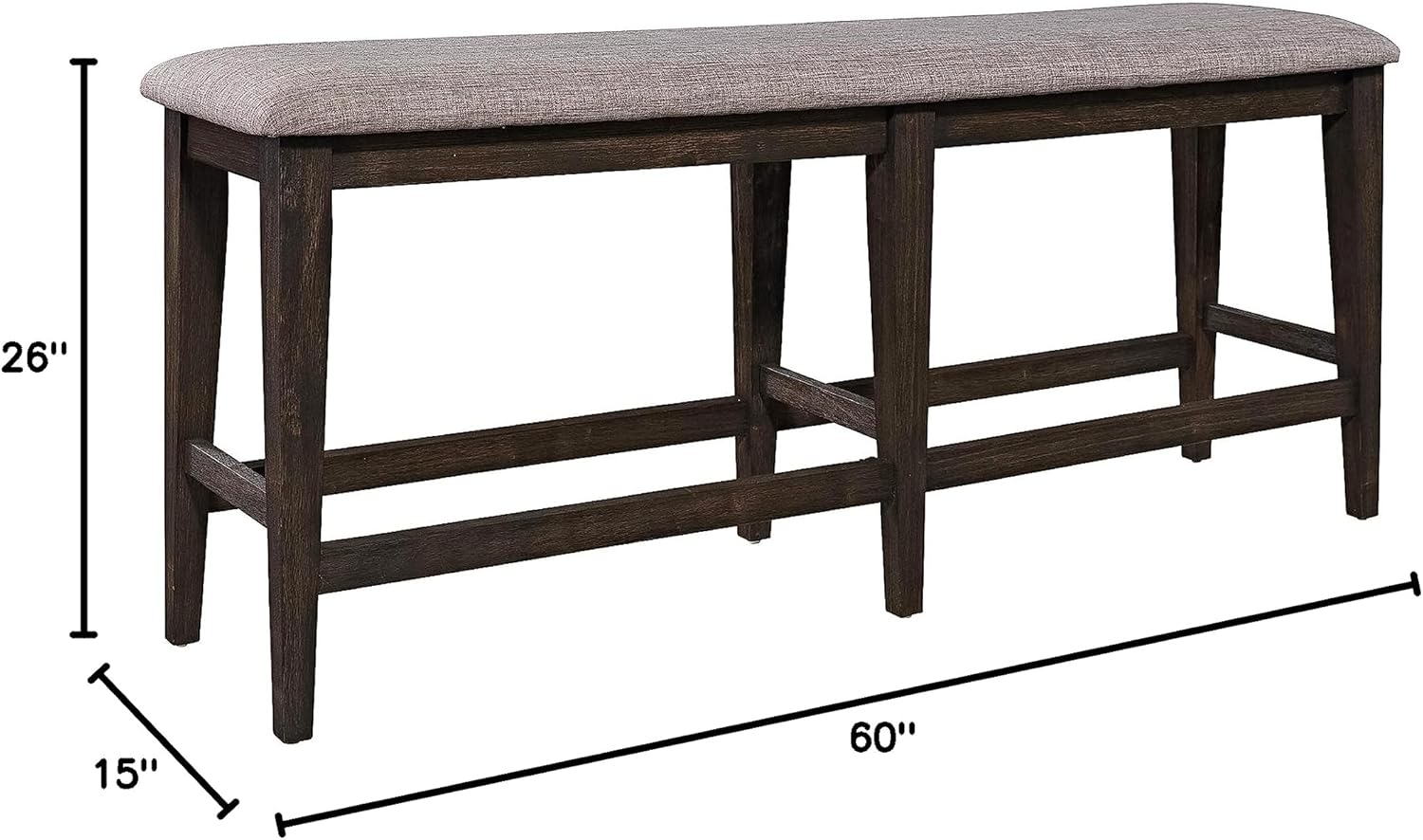 Liberty Furniture Industries Double Bridge Counter Bench, W60 x D15 x H26, Dark Brown/Gray