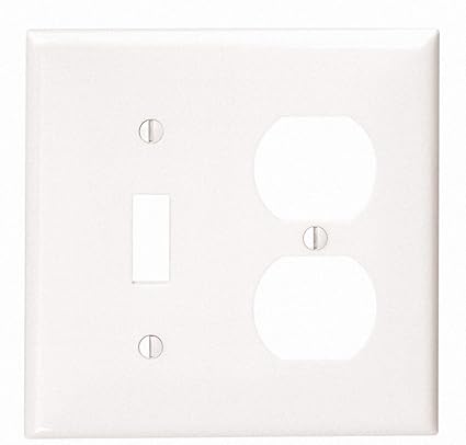 Leviton 80705-W 2-Gang 1-Toggle 1-Duplex Device Combination Wallplate, Standard Size, Thermoplastic Nylon, Device Mount, White